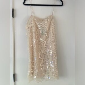 NWT H&M White Sequin Bridal Strappy Shift Dress
